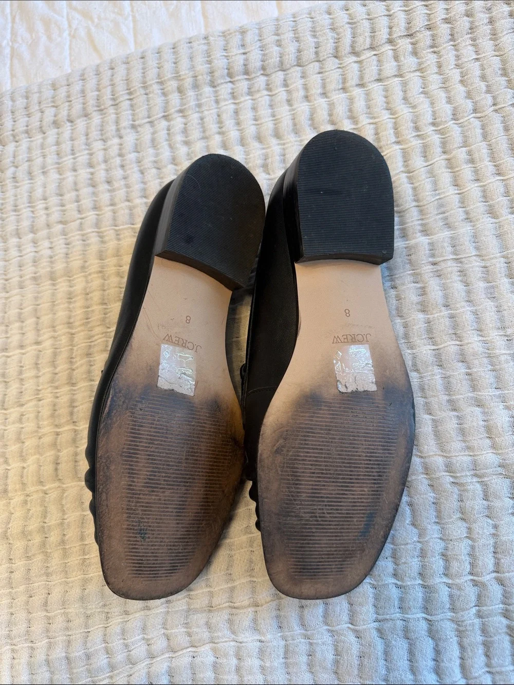 J. Crew Black Leather Scrunch Penny Loafers